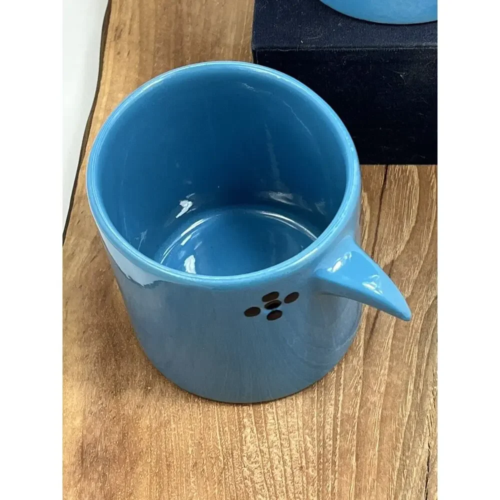 West Elm Guatemalan 2 Bird Cup Coffee Mugs Hand Painted 16 oz Blue ! ☕️🔥